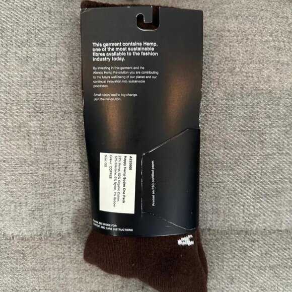 BNWT Afends - Happy Hemp Weed Crew Socks / Coffee Brown / Unisex - Picture 5 of 5